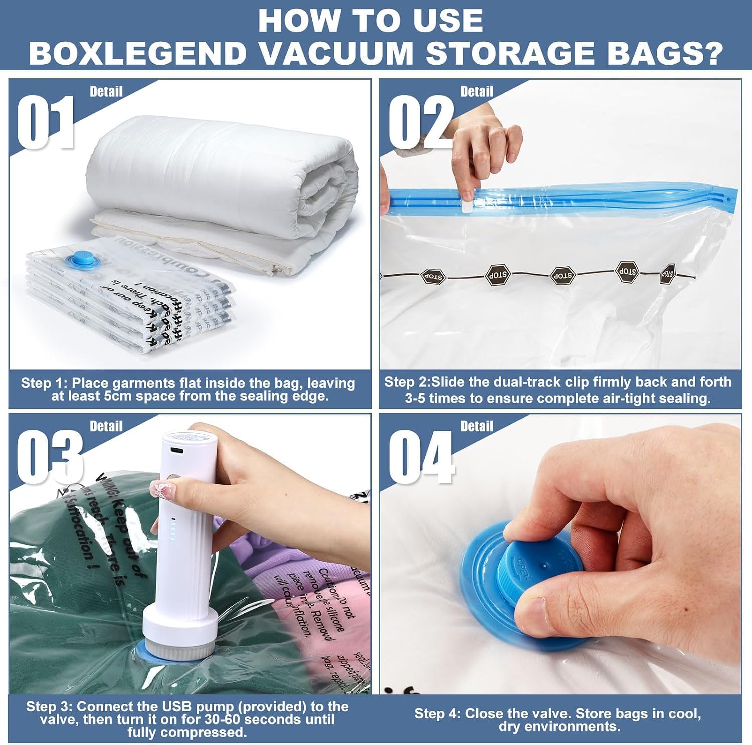 BoxLegend sacs compressés avec vêtements économisant volume de rangement