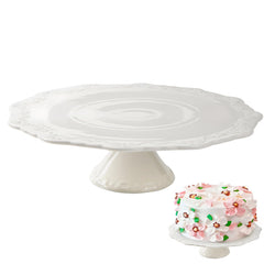 BPFY présentoir gâteau face montrant finition blanche et surface utile, met en valeur la présentation