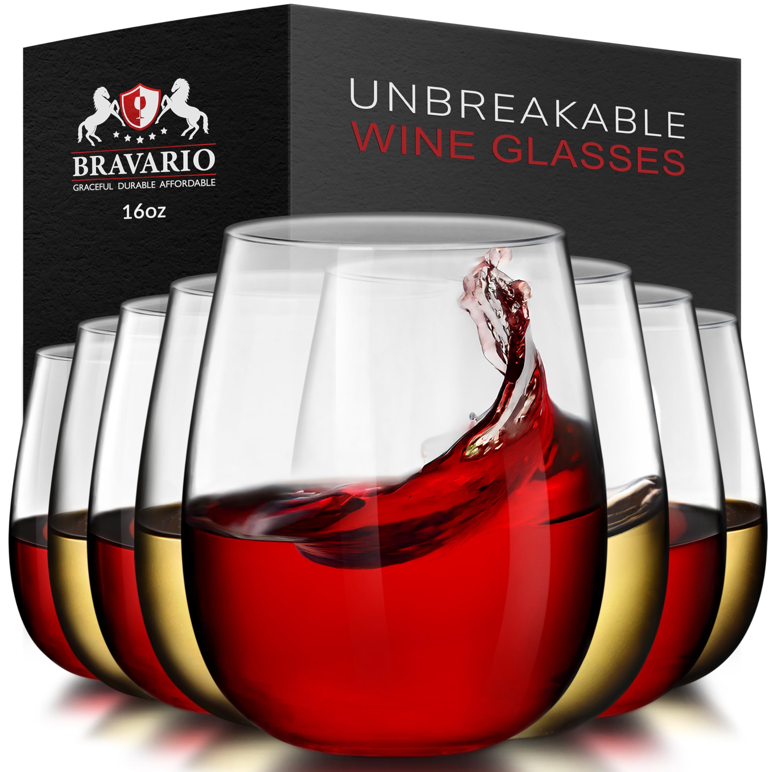Bravario verre sans pied face montrant design élégant et sécurité