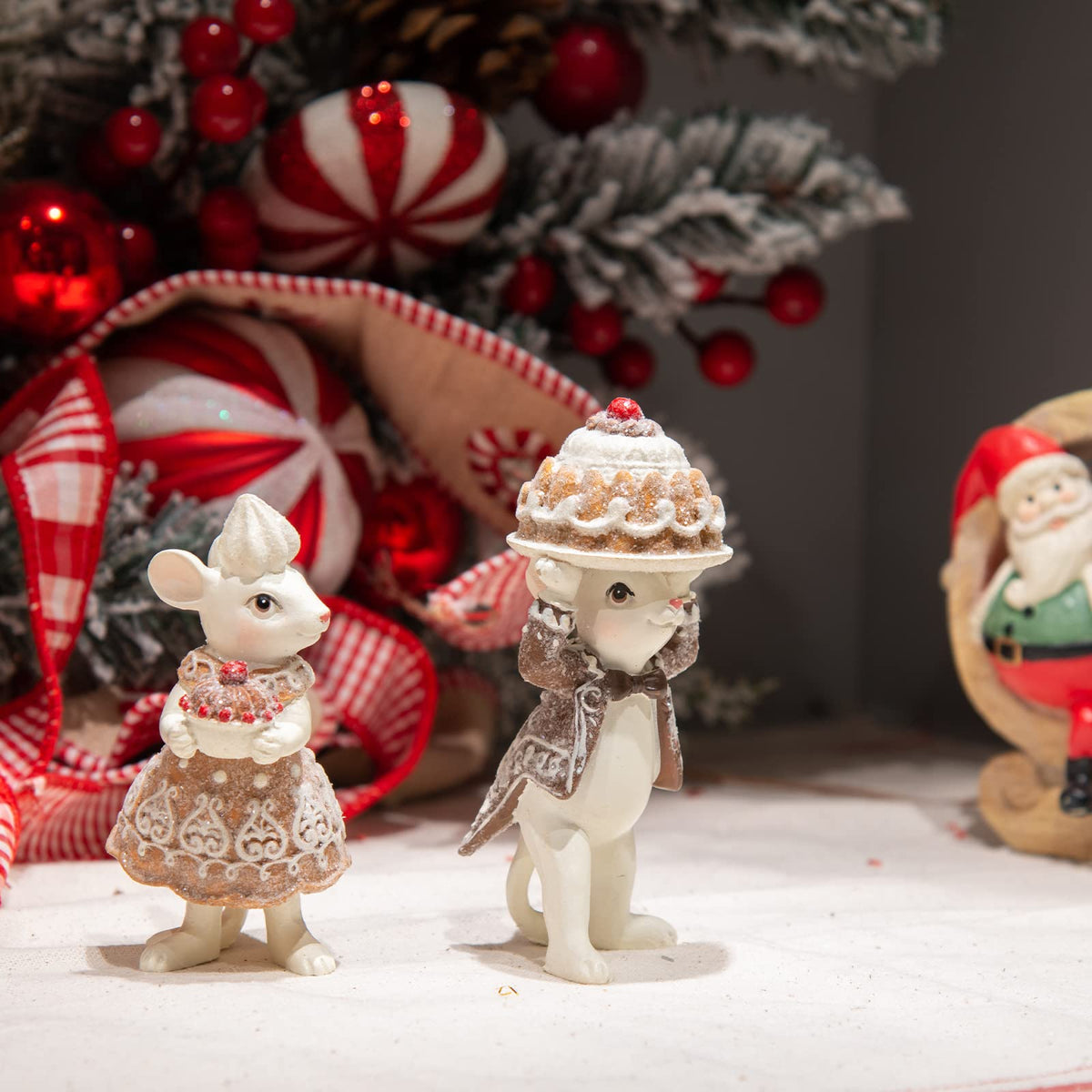 Braxio figurines souris devanture posées ensemble pour décoration de table festive