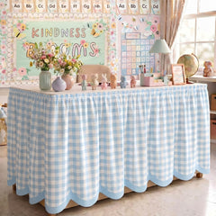 Breling jupe de bureau face avant gingham bleu apporte fini professionnel