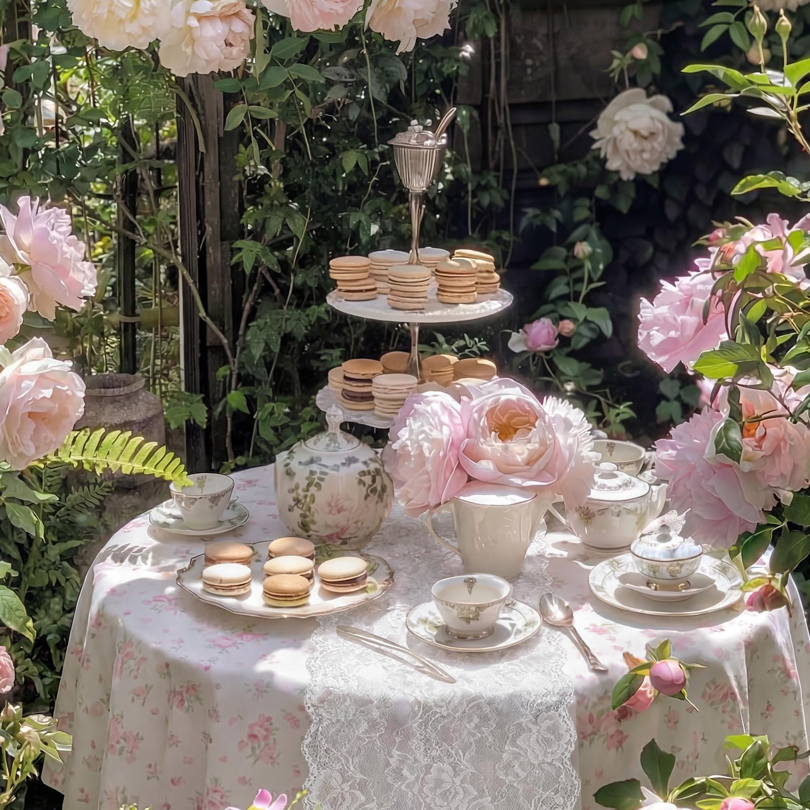 Breling nappe et chemin sur table préparée valorisant service et gâteaux