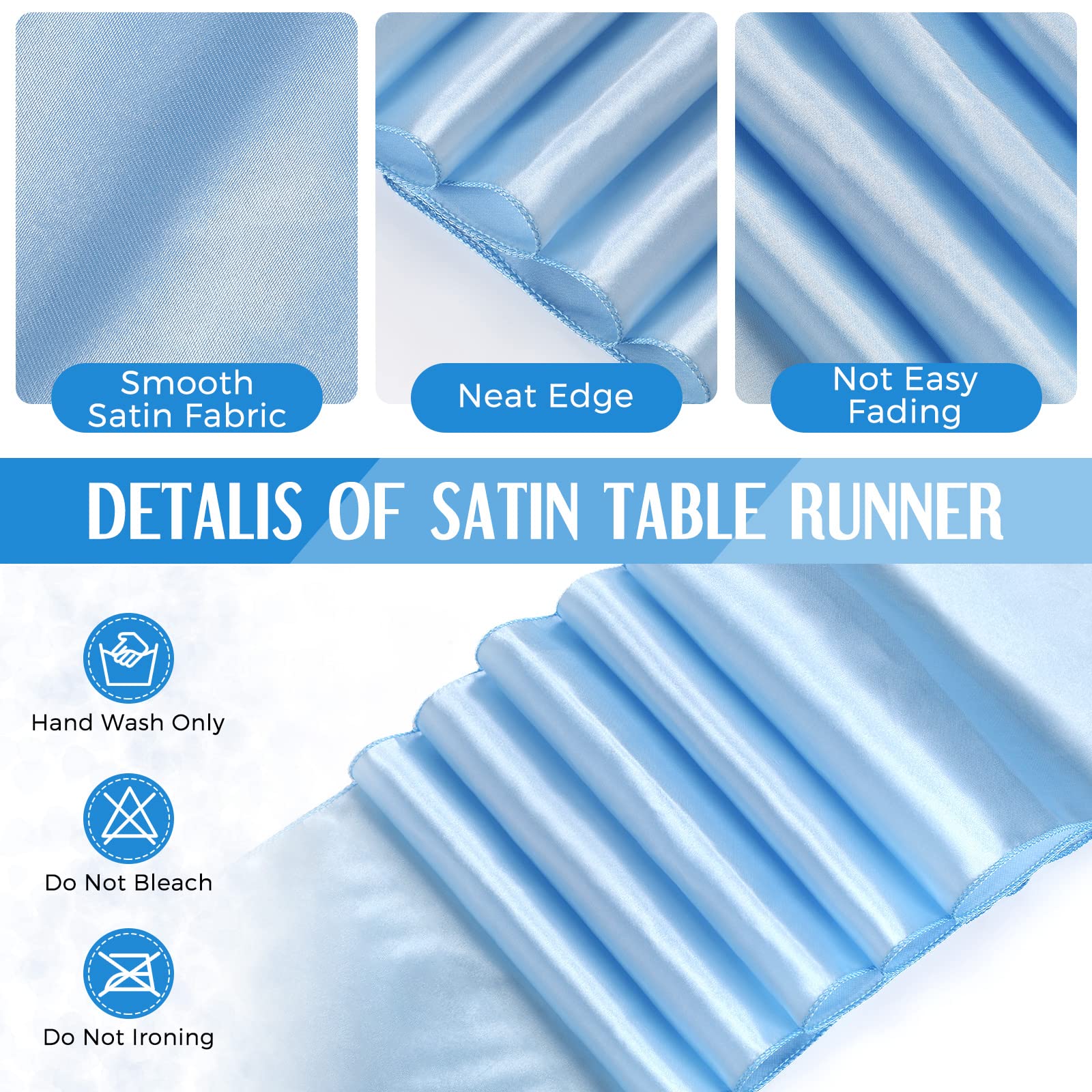 Breling nappe et chemin installés sur table de fête, rendu attractif et protégé