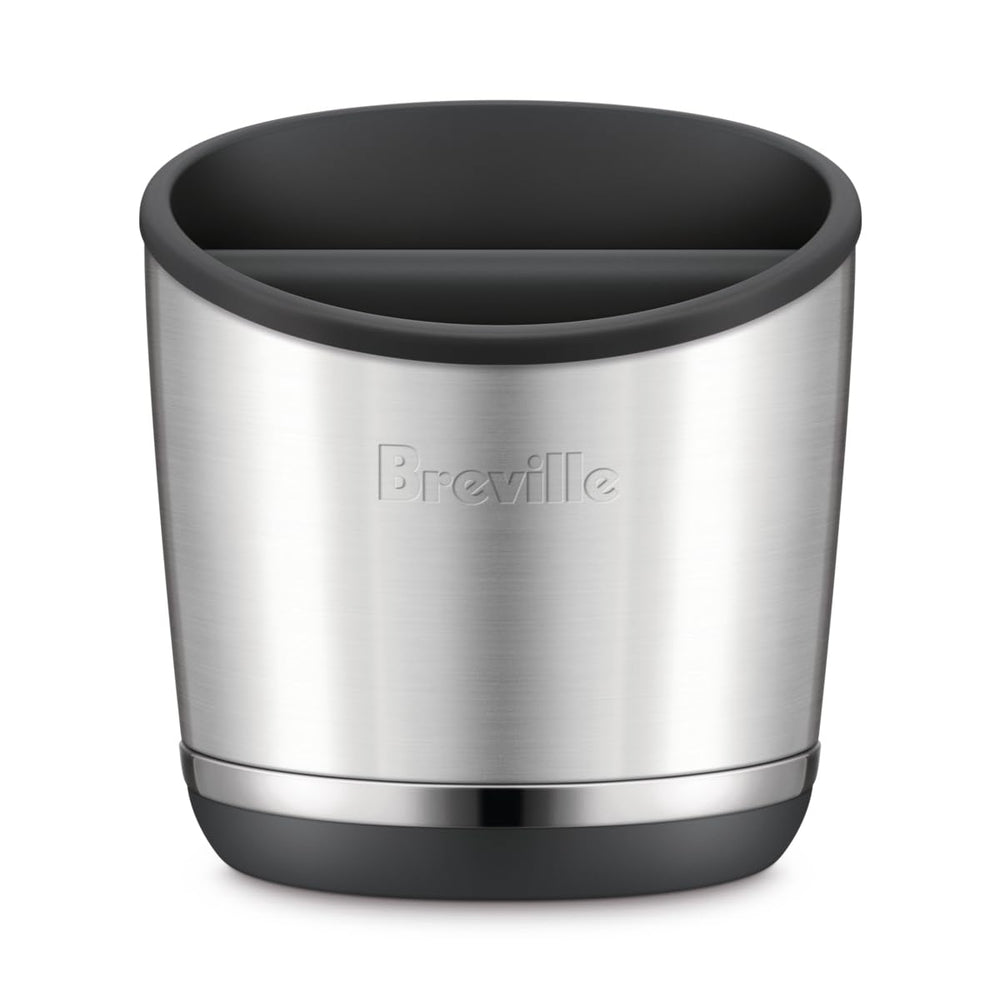 Breville knock box 20 vue de face montrant finition inox et rangement propre
