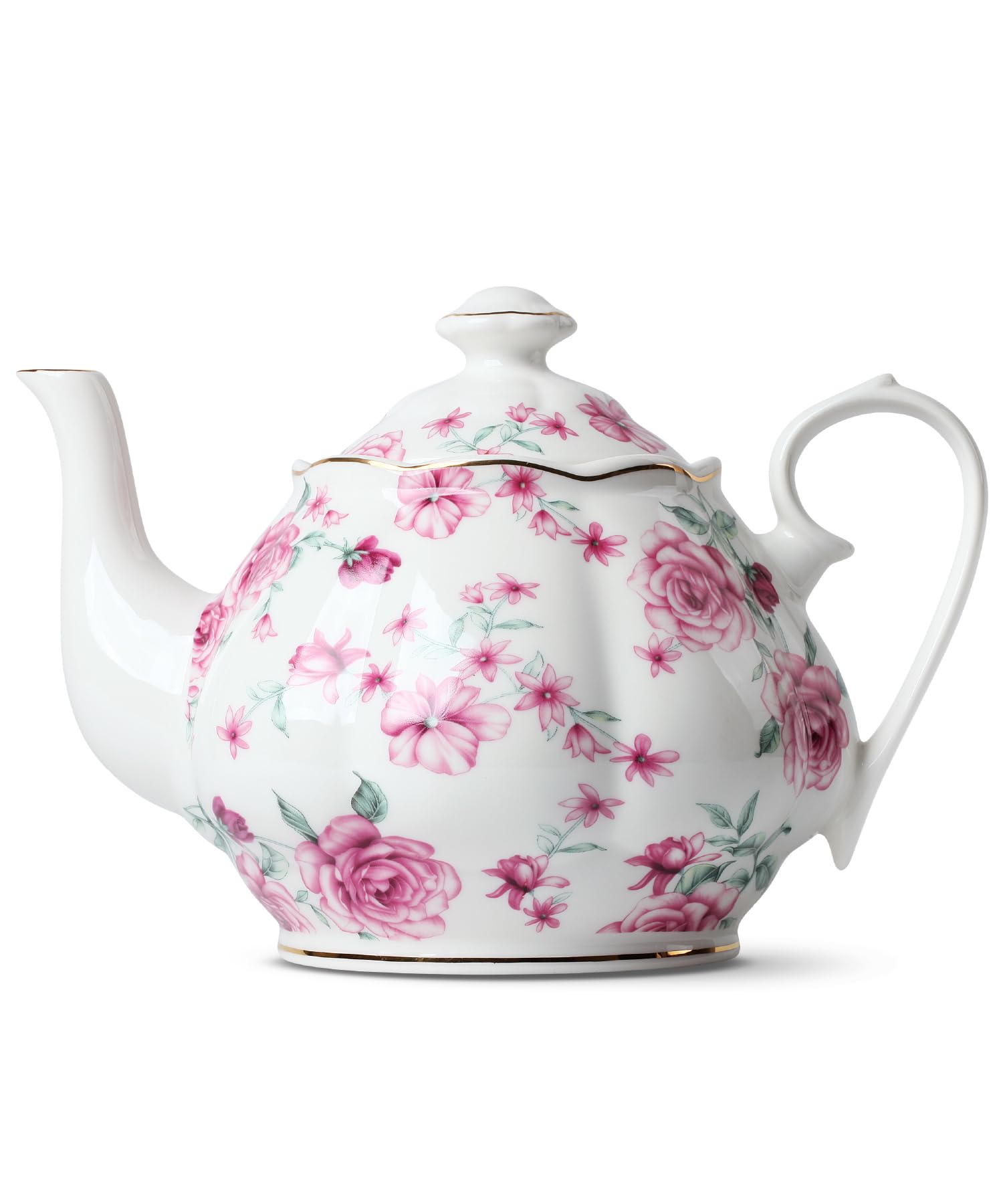 Brew To A Tea théière face avant montrant design floral et capacité pratique