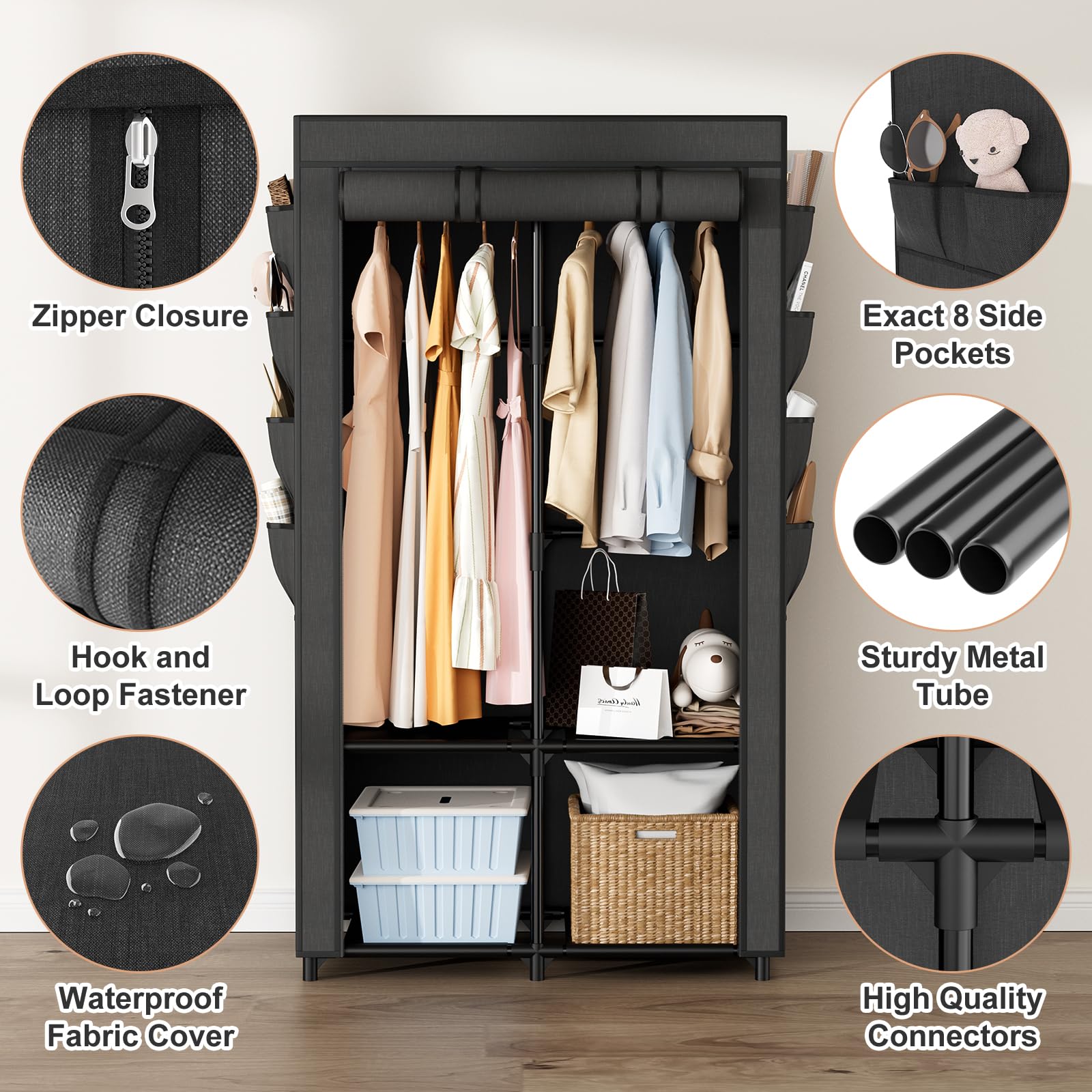 BrFoYu intérieur avec tringles et étagères, rangement organisé