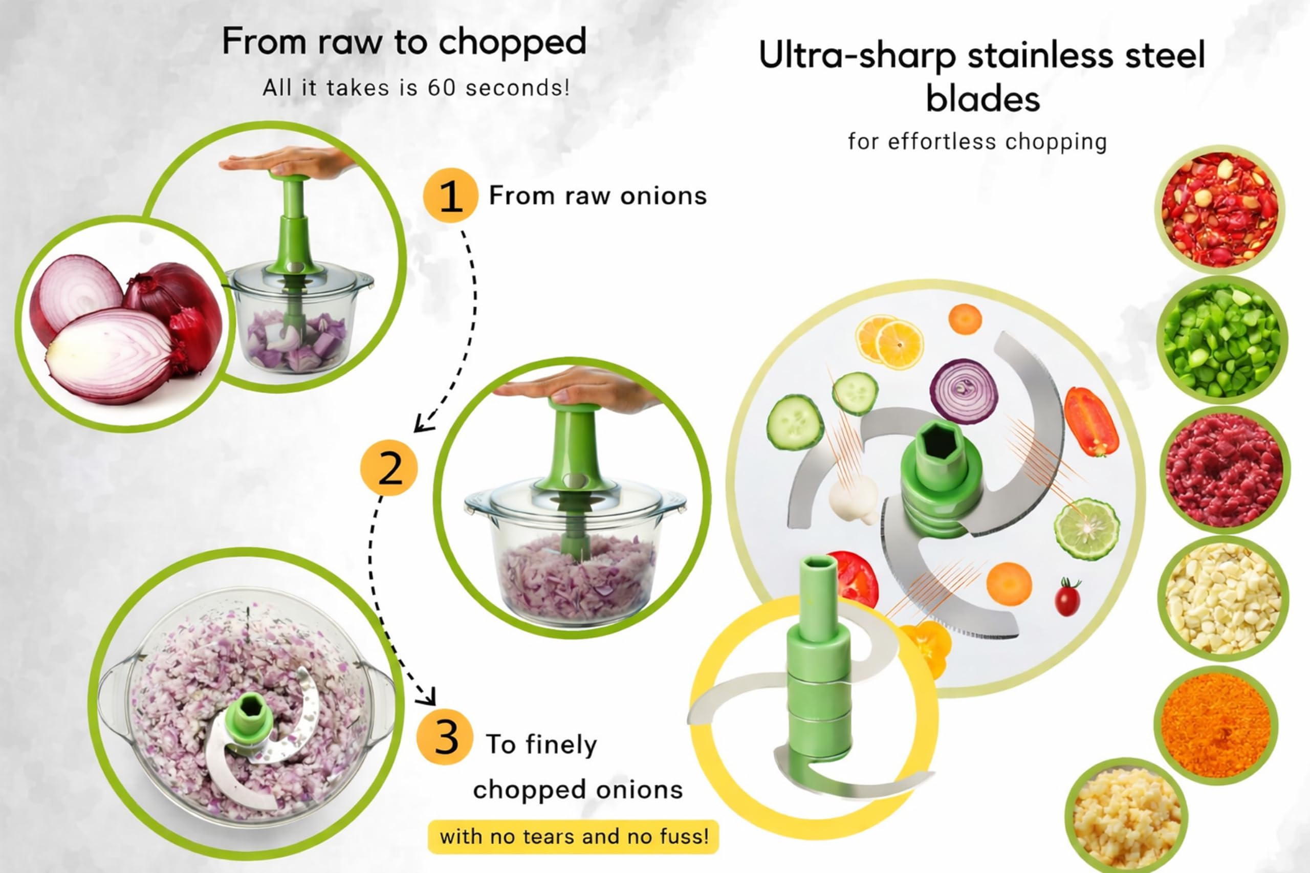 Brieftons en usage hachage salsa pour préparation rapide