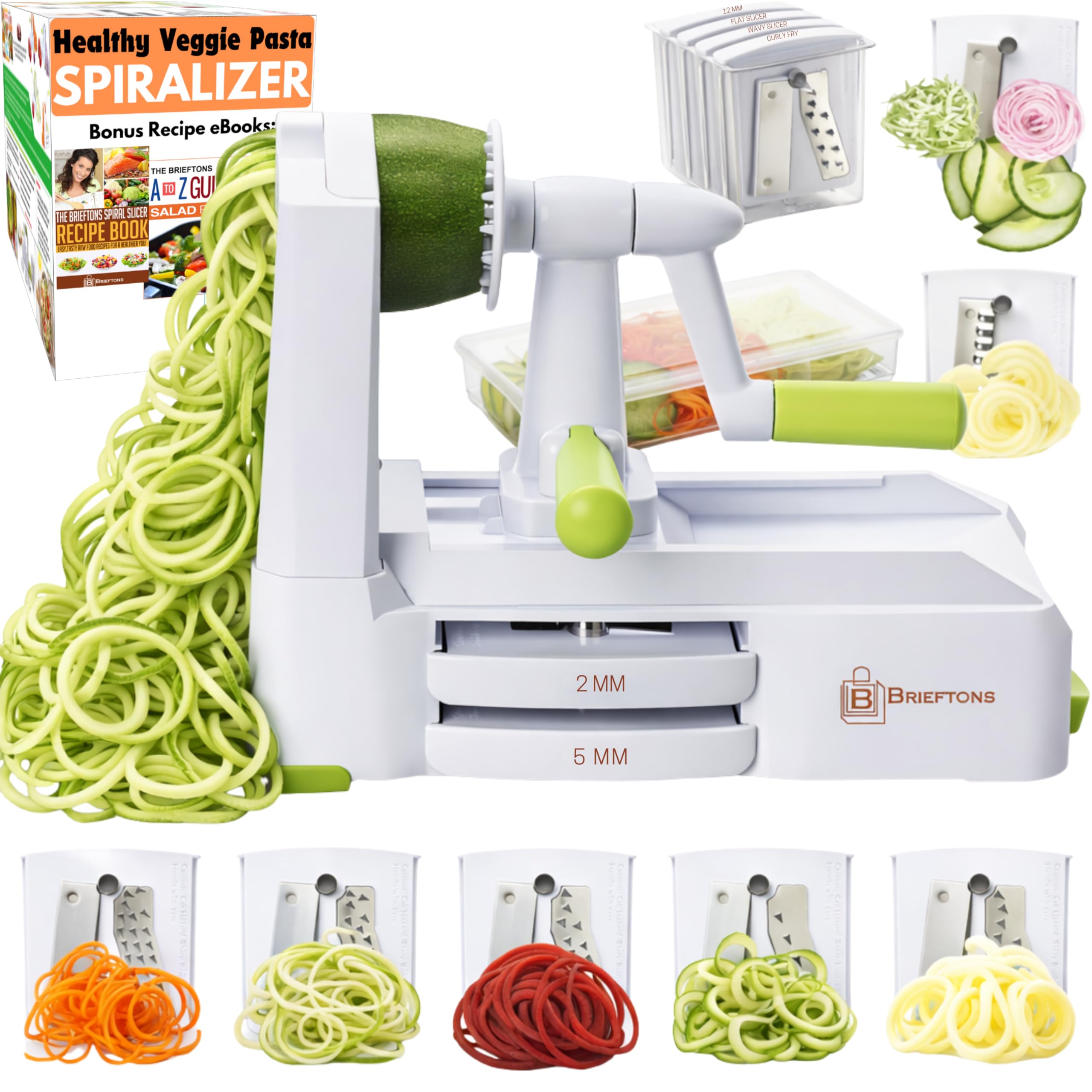Brieftons vue frontale avec bac et couvercle pour spiraliser sans désordre
