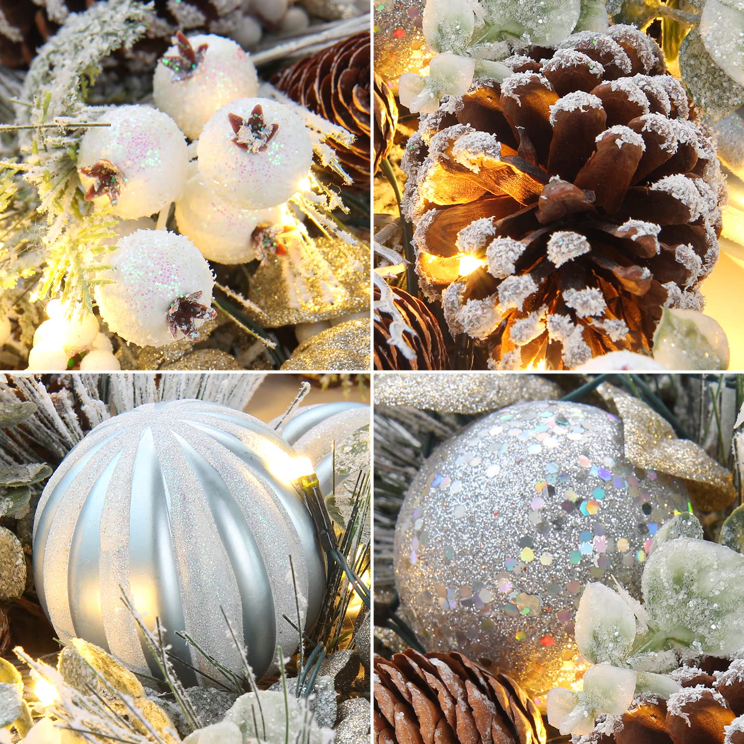Briful détail pomme de pin et baies ajoute chaleur décorative