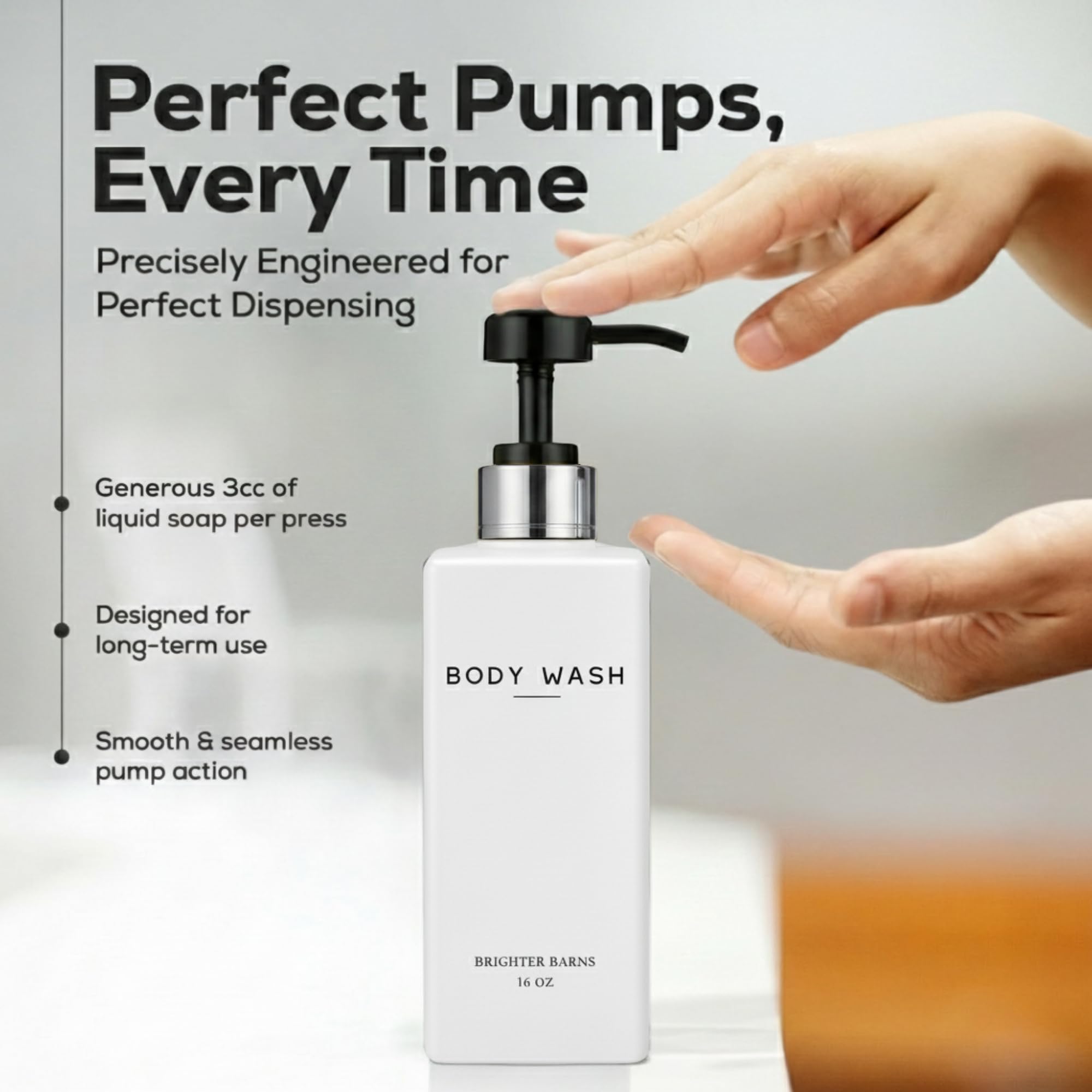 Brighter Barns distributeurs en usage sous la douche, accès facile au shampooing