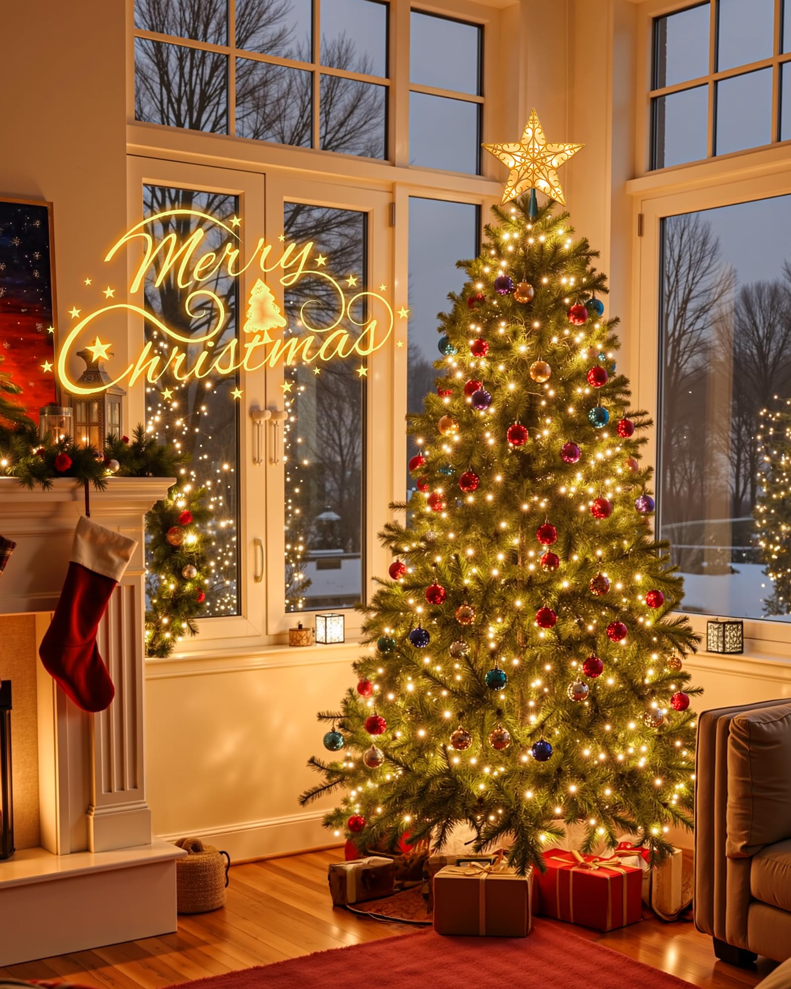 Brightown base installée sur un sommet de sapin montrant l'ajustement stable