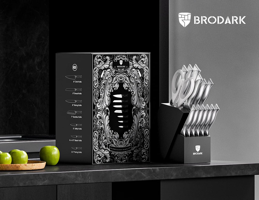 BRODARK couteau chef près d'une règle pour échelle pratique