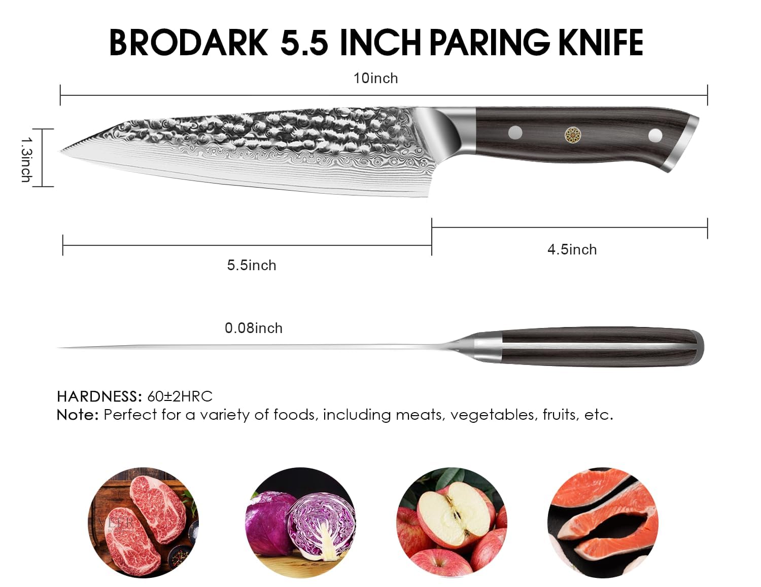 BRODARK couteau en action découpant un fruit pour contrôle précis