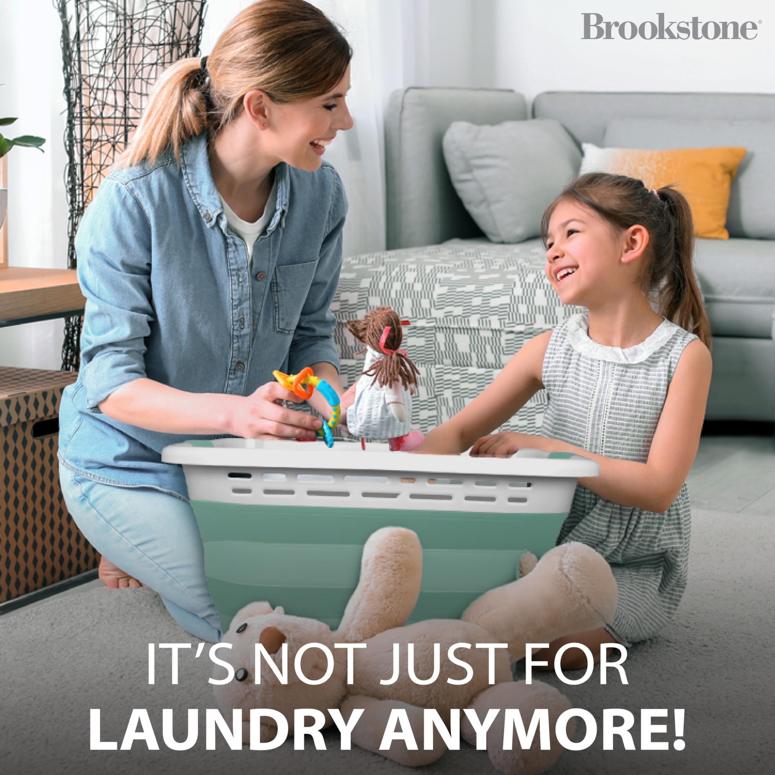 Brookstone panier en situation buanderie transportant une charge quotidienne