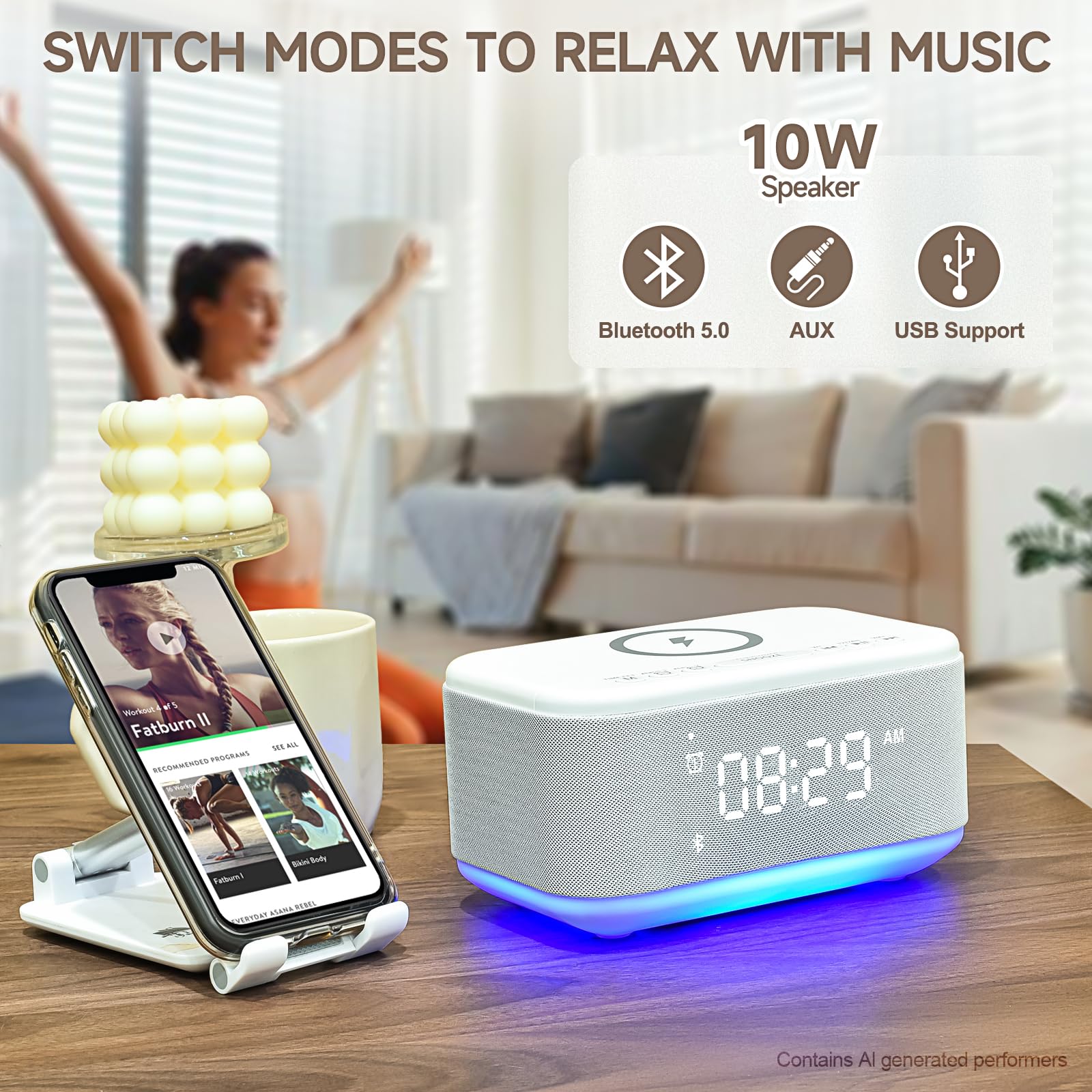 Broserengy Tech écran avec niveaux de luminosité et format 12/24h visible