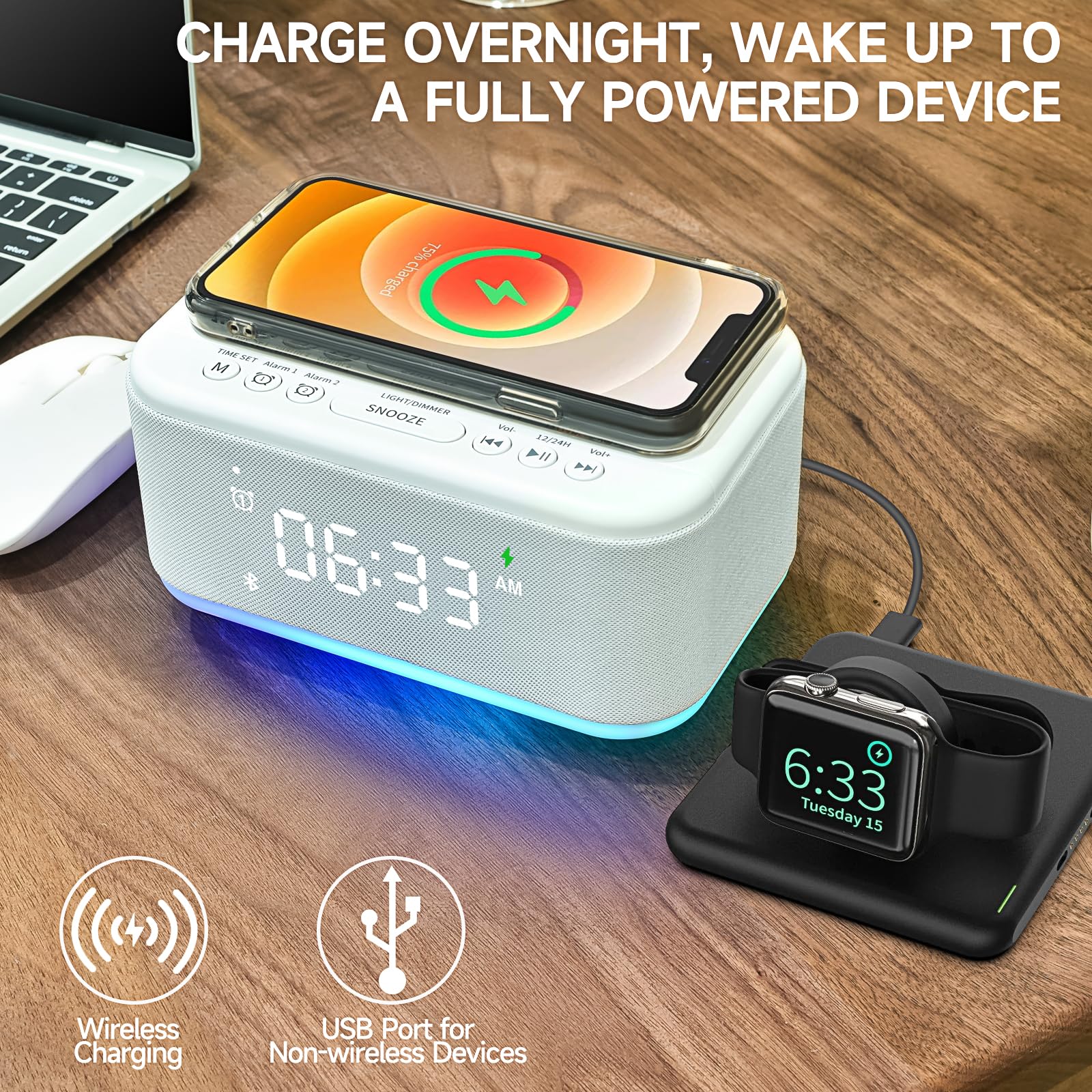 Broserengy Tech téléphone en charge sans fil Qi sur le dessus pratique