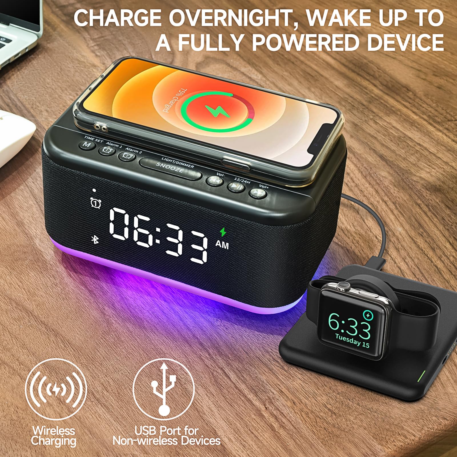 Broserengy Tech station de charge sans fil alimentant un smartphone rapidement