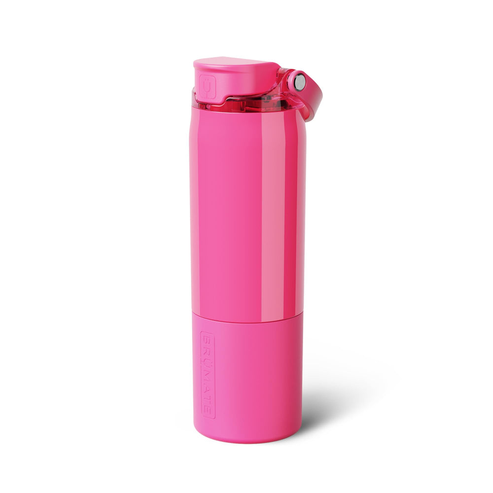 BrüMate Rise néon rose face avant montrant la silhouette étanche et la finition néon