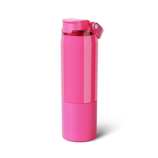 BrüMate Rise néon rose face avant montrant la silhouette étanche et la finition néon
