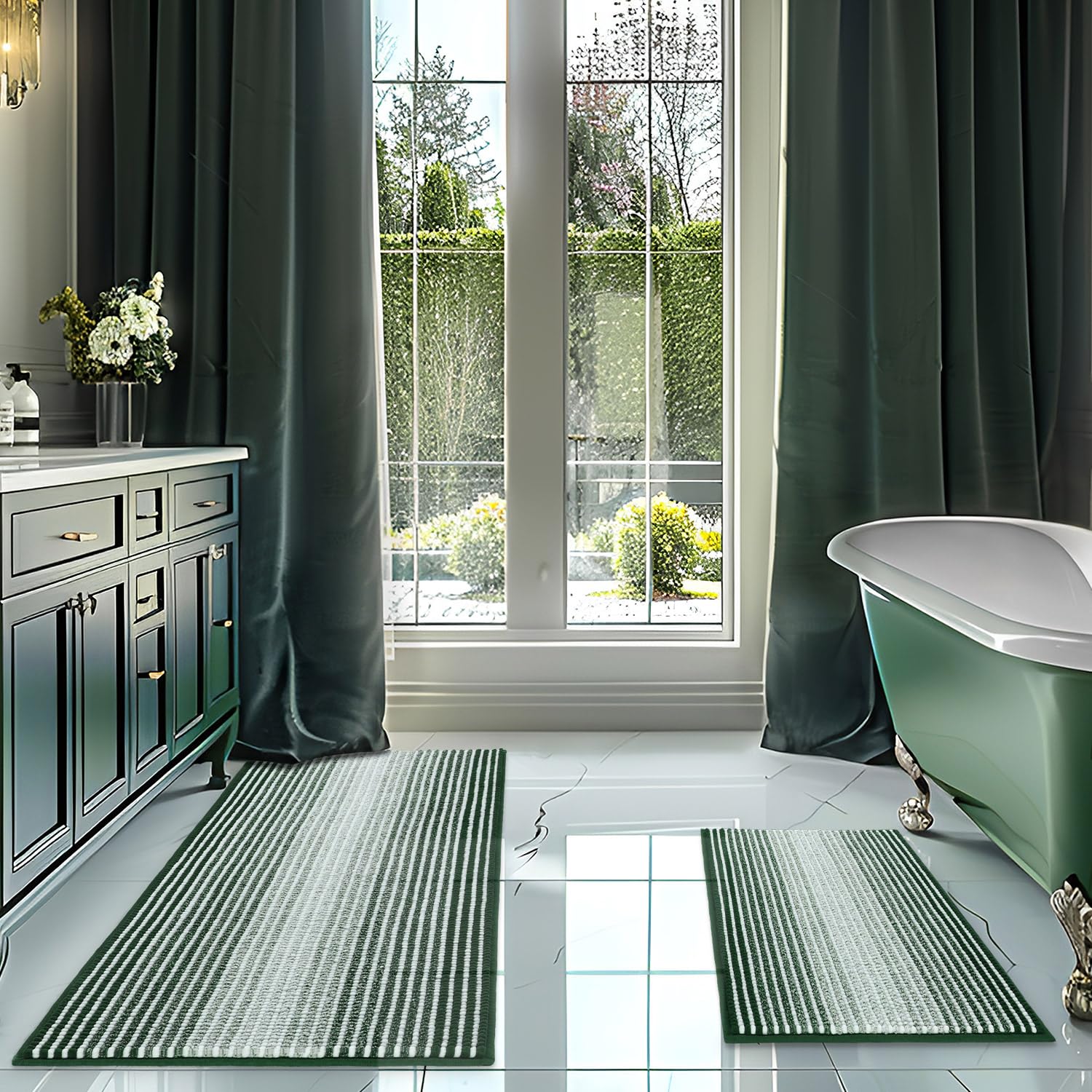 BSICPRO tapis devanture vert hunter absorbe excès d'eau