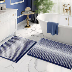 BSICPRO tapis face avant marine montrant design rayé et accueil moelleux