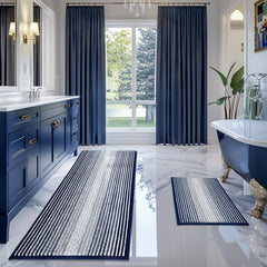 BSICPRO tapis face avant bleu marine montrant design rayé et confort