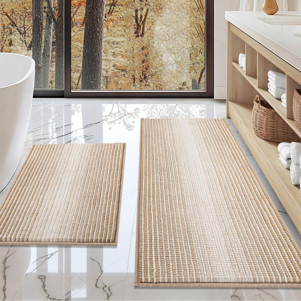 BSICPRO tapis de bain face avant beige montrant design et confort