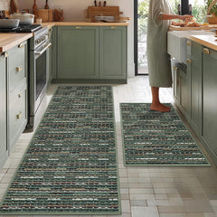 BSICPRO face avant du tapis montrant design vintage et couleur verte pour décoration