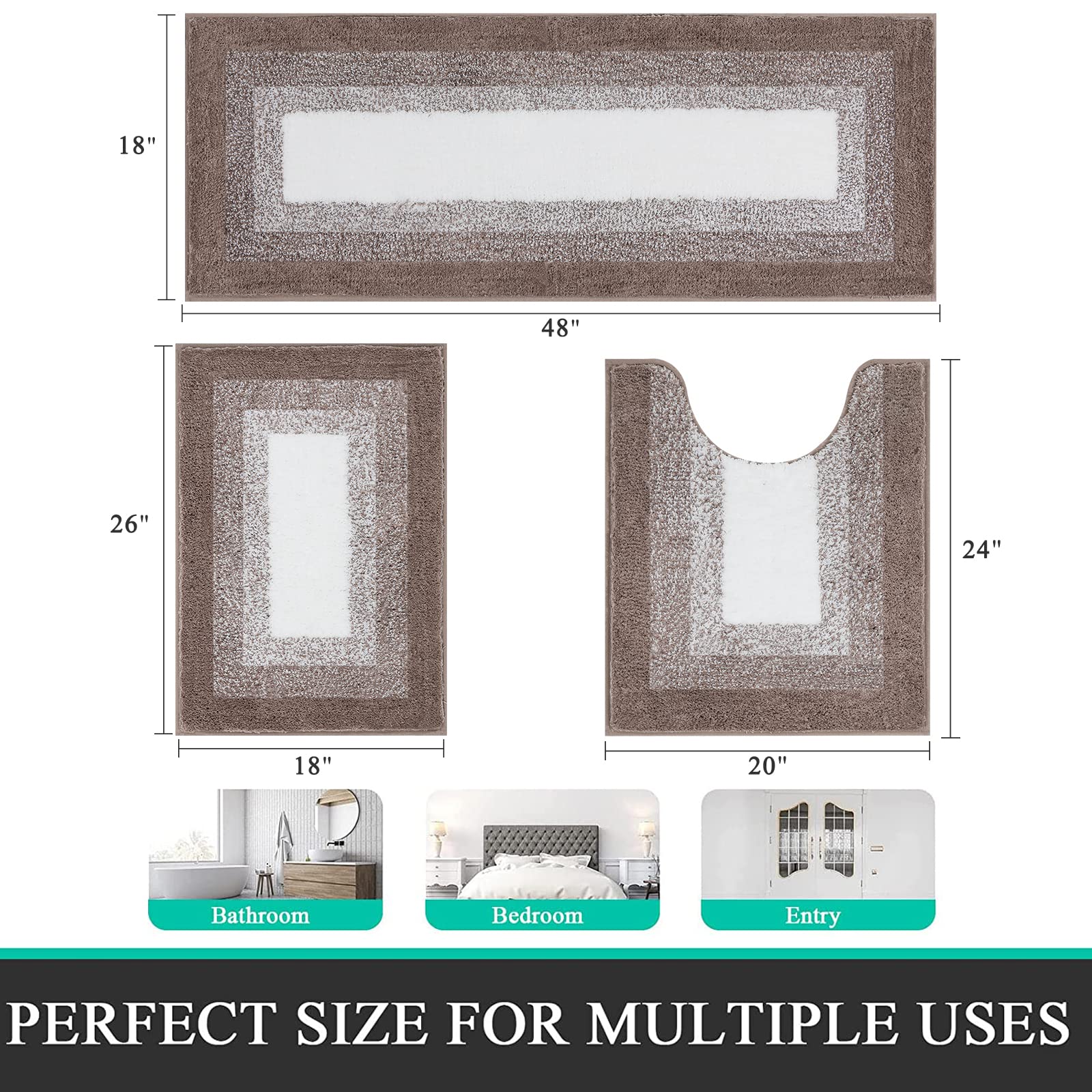 Bsmathom tapis intégré à décor salle de bain apporte chaleur visuelle
