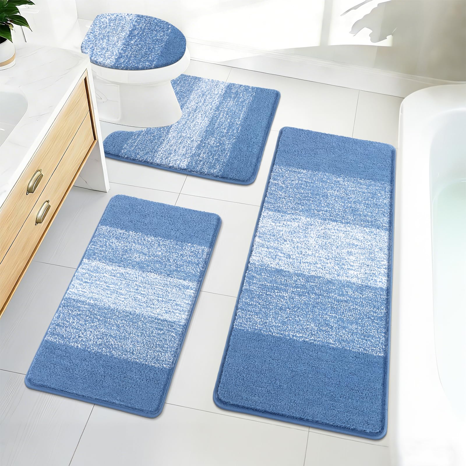 Bsmathom tapis devant baignoire bleu garantissant confort immédiat