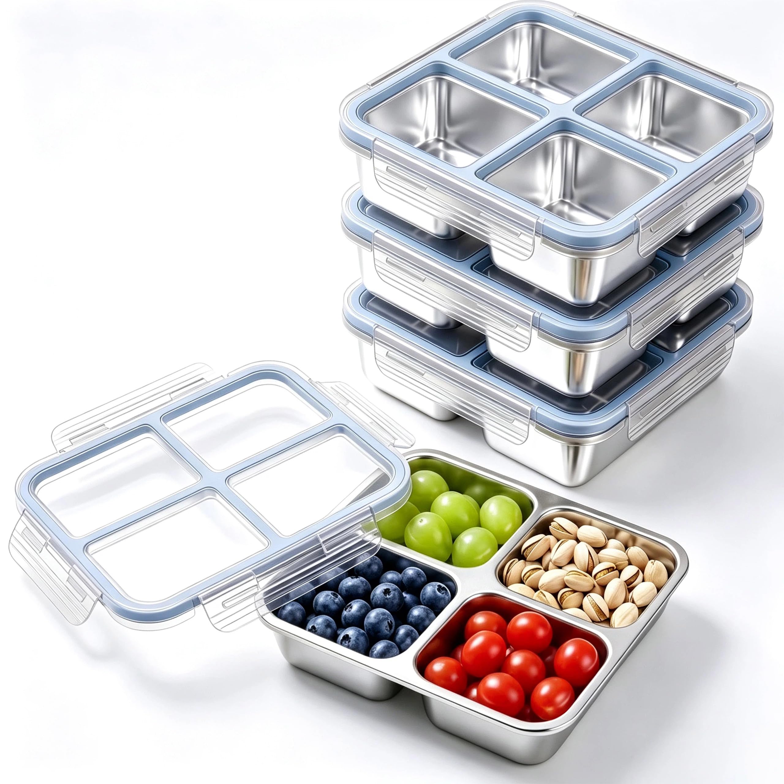 BSTUR boîte snack ouverte montrant les quatre compartiments pratiques