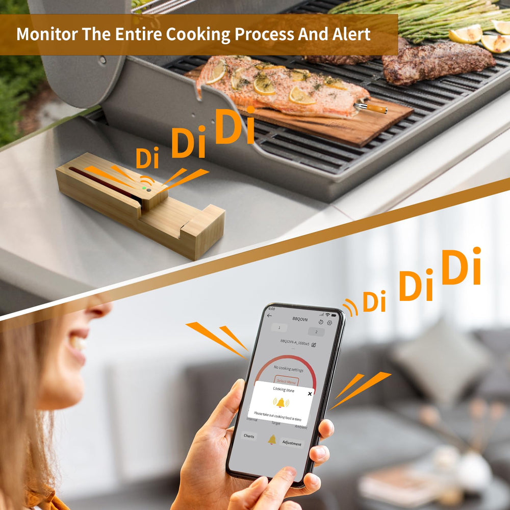 BtcLink écran d'application affichant alertes pour cuisson précise