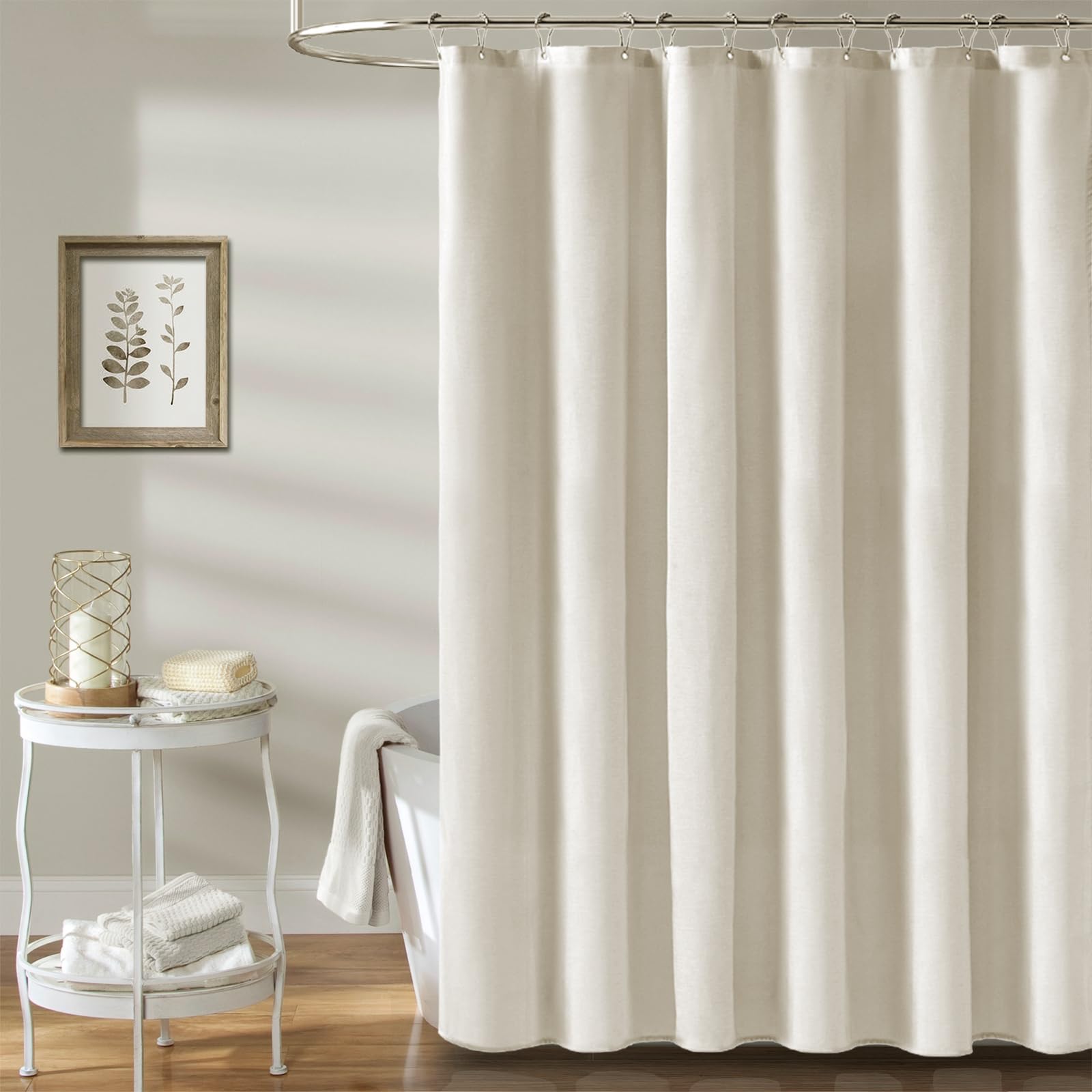 BTTN gros plan texture lin en polyester 230GSM montrant finition anti-froissage