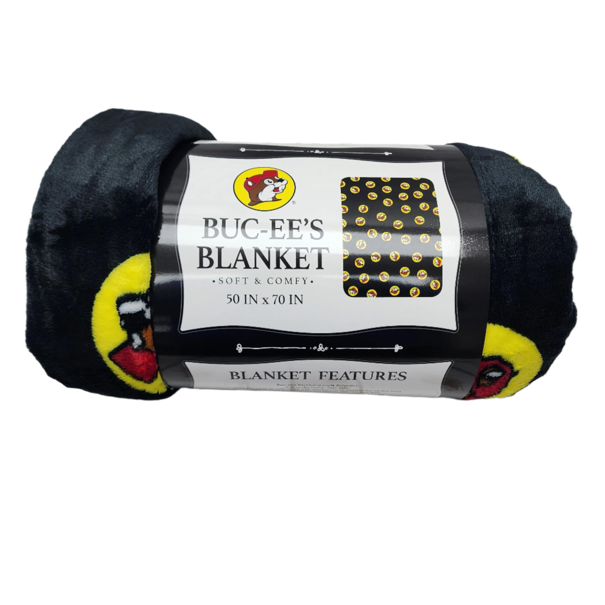 Gros plan de la texture du plaid Buc-ee's pour toucher doux et chaleur