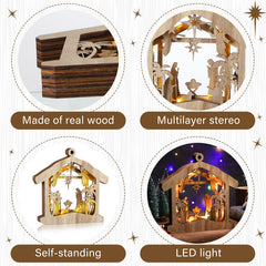 crèche Bucherry allumée créant une ambiance lumineuse lors des soirées