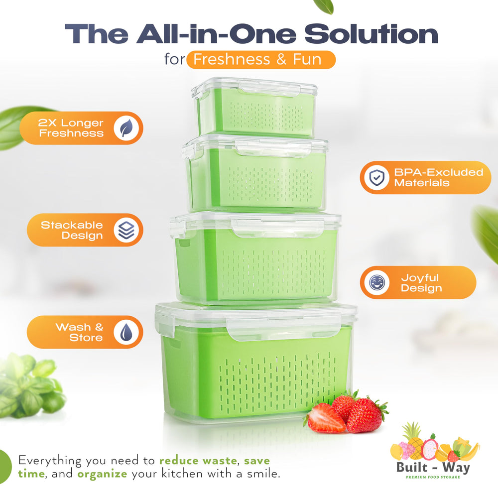 Built-Way comparaison avec une main montrant l'échelle et la capacité pratique pour portions familiales