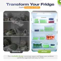 Built-Way boîtes empilées dans un frigo optimisant la capacité et facilitant l'accès aux aliments