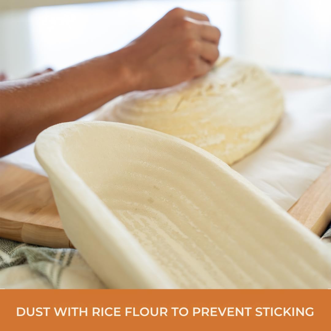 Bulka banneton avec housse en lin montrant protection pour pâtes humides