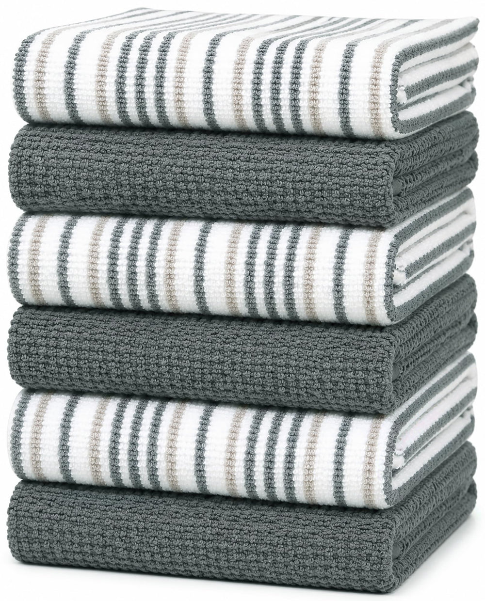 Bumble Towels vue avant du torchon rayé gris, design élégant et absorbant
