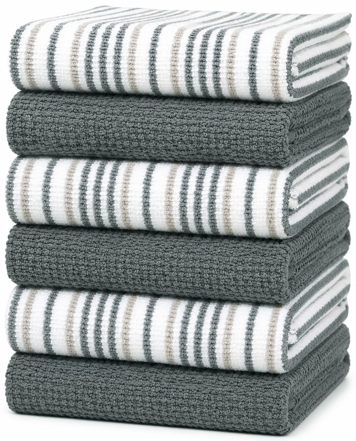 Bumble Towels vue avant du torchon rayé gris, design élégant et absorbant