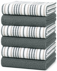 Bumble Towels vue avant du torchon rayé gris, design élégant et absorbant