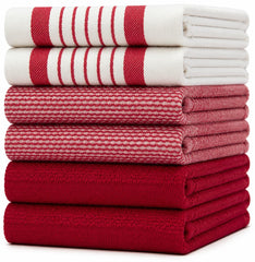 Bumble Towels emballage face avant montrant lot de 6 et design rayé rouge, utile pour choix rapide