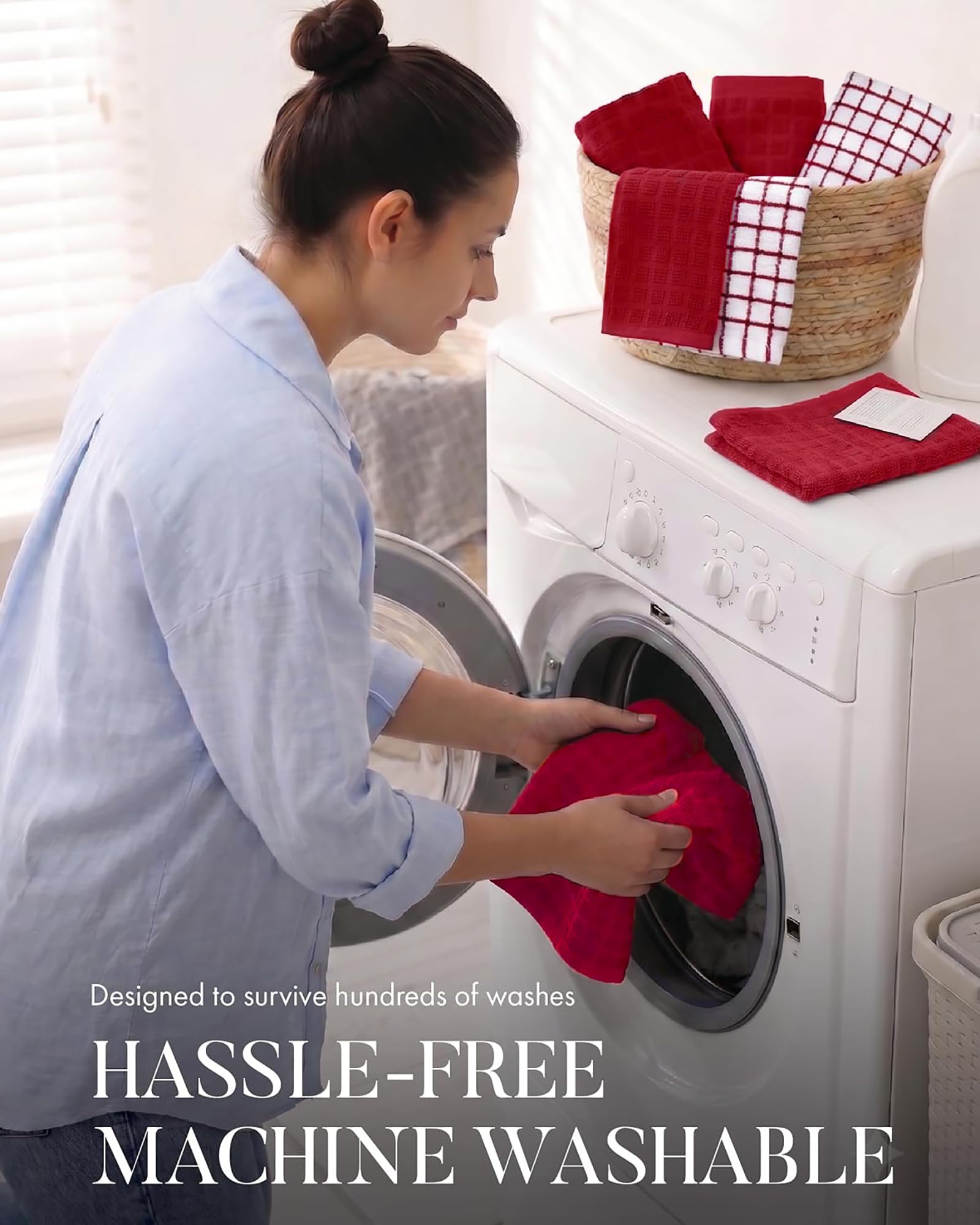 Bumble Towels détail de l'étiquette et couture, finition durable