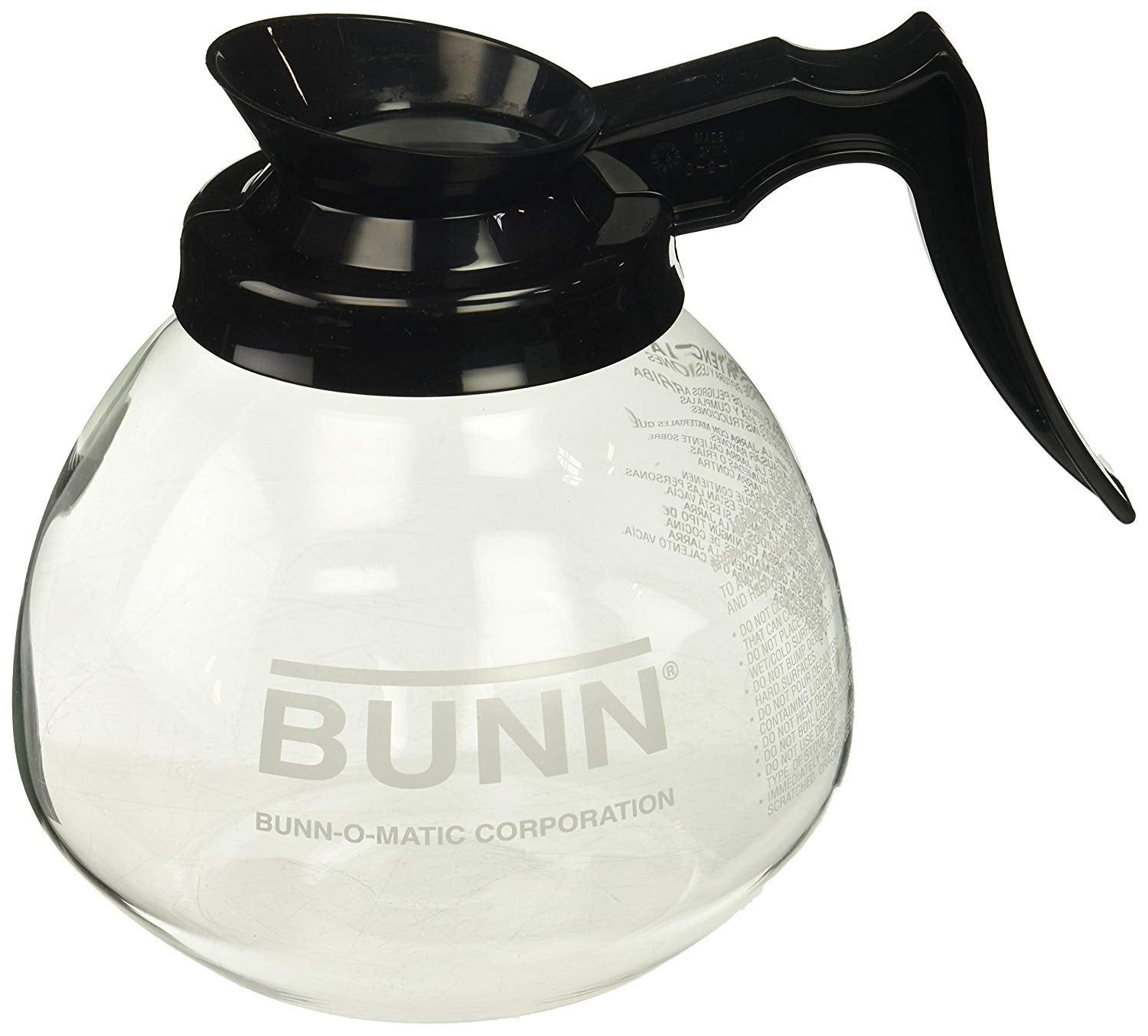 BUNN carafe à l'échelle de la main illustrant la capacité de 12 tasses