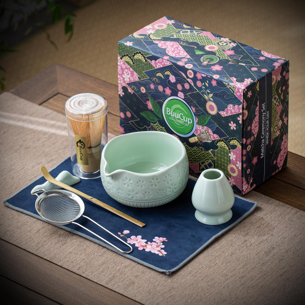 Buucup torchon motif cerisier mis en scène apportant touche décorative