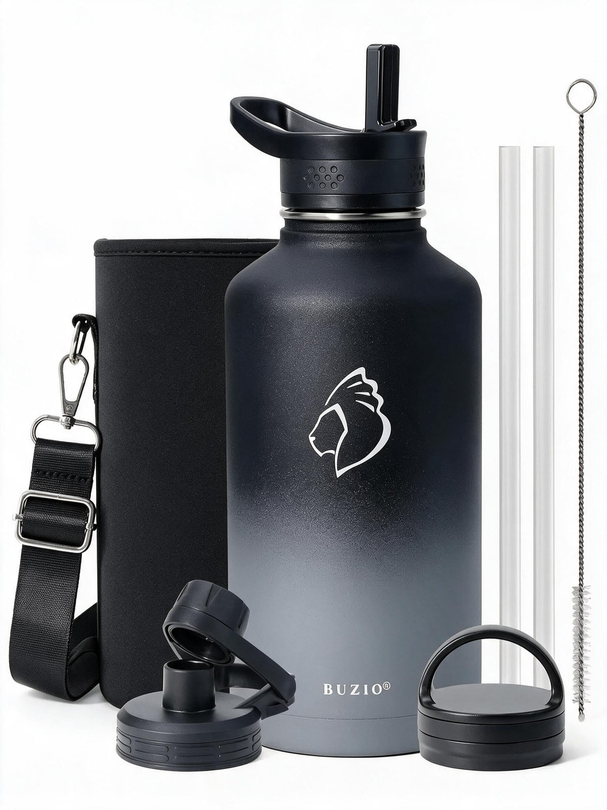 BUZIO gourde 64oz vue avant montrant la finition robuste et capacité élevée
