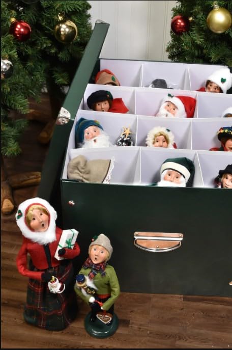Byers' Choice détail compartiment montrant intérieur à 12 cases pour protection des figurines