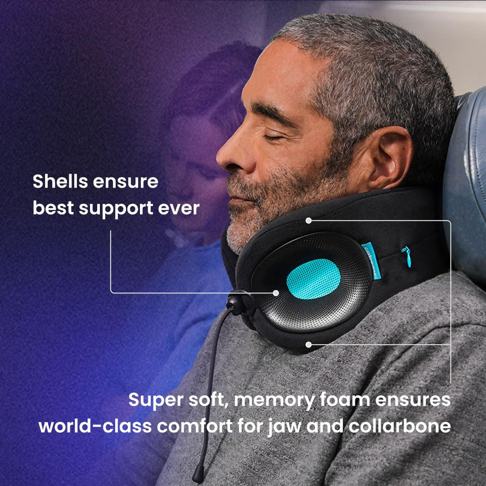 Cabeau Evolution X utilisé en avion pour un soutien stable du menton