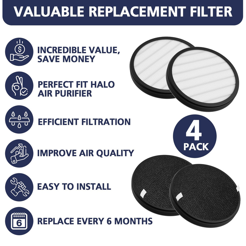 Cabiclean Halo emballage de 4 filtres mettant en avant réserve et valeur pratique