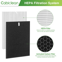 Vue rapprochée du filtre à charbon actif Cabiclean HR900 montrant neutralisation des odeurs